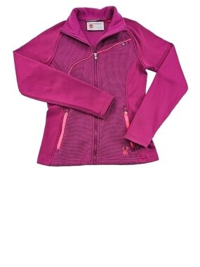 Spyder Core Sweater Full Zip Fleece Mid Layer Jacket Womens Pink S Raglon Ribbed